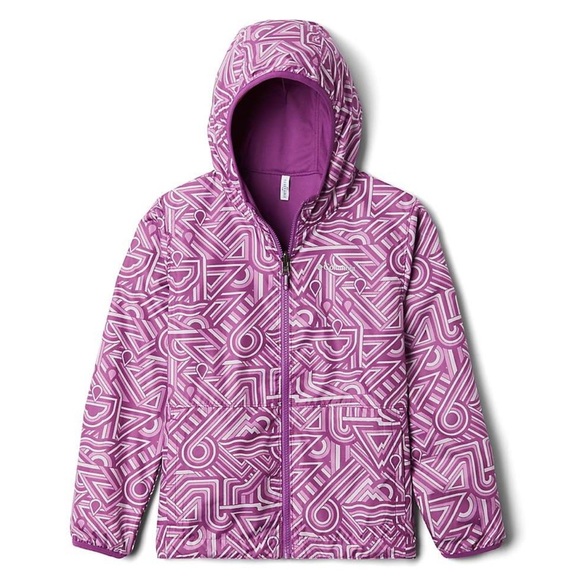 Columbia Other - Columbia Youth Pixel Grabber Reversible Jacket Hooded Purple Geometric Full Zip